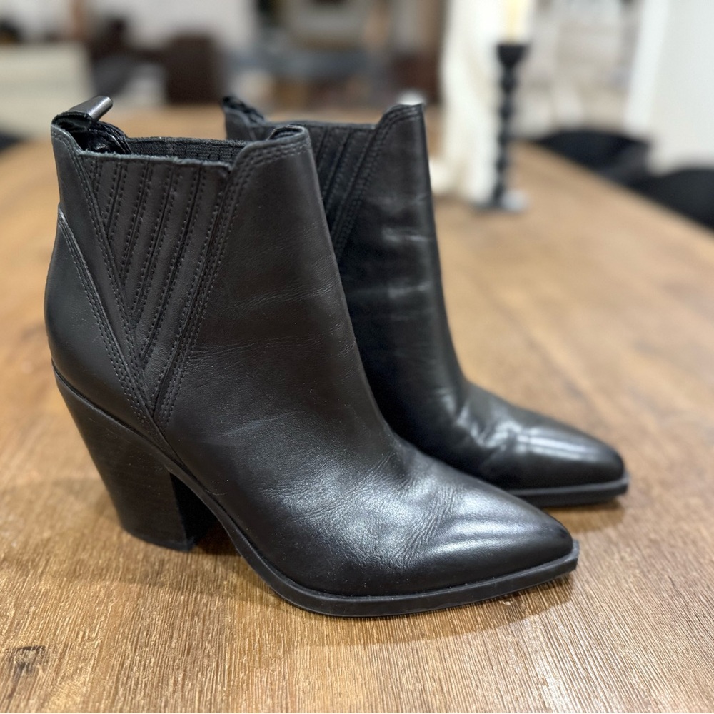 Marc Fisher Black Ankle Booties with Block Heel